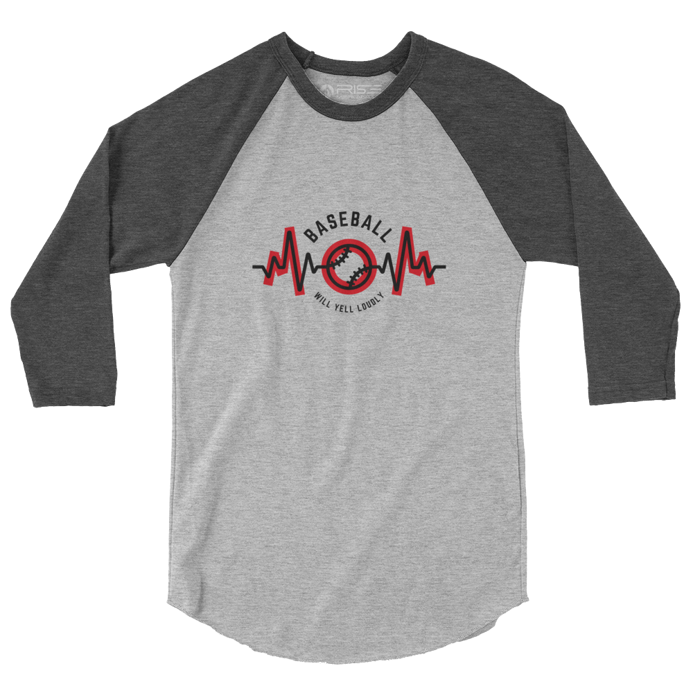 Dark Heather/Grey Raglan Tee (Baseball Mom)