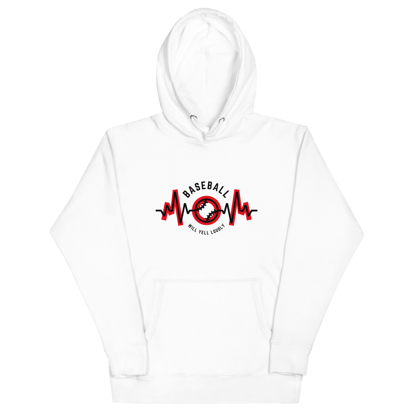 White Cotton/Poly Blend Women's Hoodie (Baseball Mom)